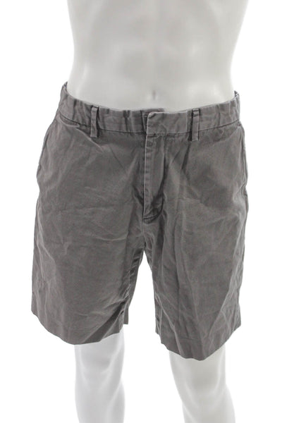 J Crew Mens Gray Cotton Chino Shorts Button Closure Size 35