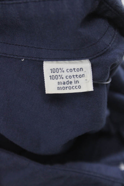 Hartford Mens Button Front Long Sleeve Collared Shirt Blue Cotton Size Large