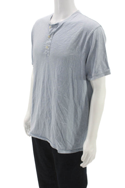 J Crew Mens Basic Henley T-Shirt Blue 100% Cotton Short Sleeve Size XL