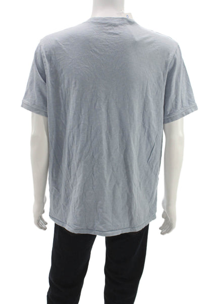 J Crew Mens Basic Henley T-Shirt Blue 100% Cotton Short Sleeve Size XL