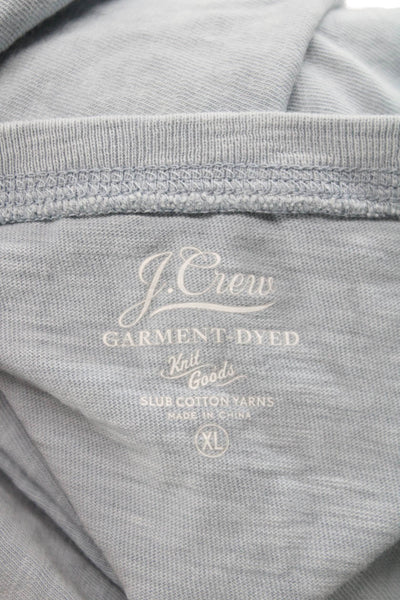 J Crew Mens Basic Henley T-Shirt Blue 100% Cotton Short Sleeve Size XL