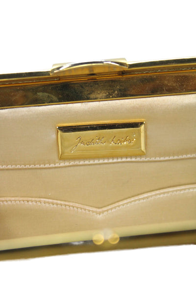 Judith Leiber Womens Lizard Skin Gold Tone Crossbody Shoulder Handbag Ivory