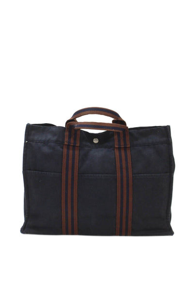 Hermes Womens Herline Tote Shoulder Handbag Black Multi Colored