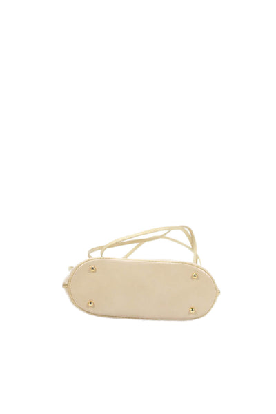 Judith Leiber Womens Leather Gold Tone Kiss Lock Closure Shoulder Handbag Beige