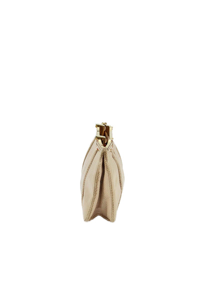 Judith Leiber Womens Lizard Skin Gold Tone Gem Closure Clutch Handbag Beige