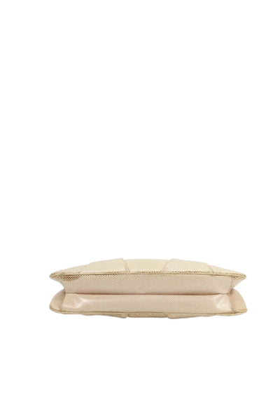 Judith Leiber Womens Lizard Skin Gold Tone Gem Closure Clutch Handbag Beige