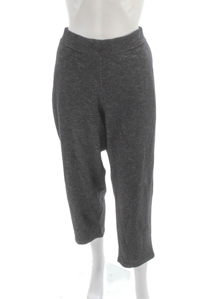 Eileen Fisher Women Gray Wool Flecked Cropped Pants Pull On Size L