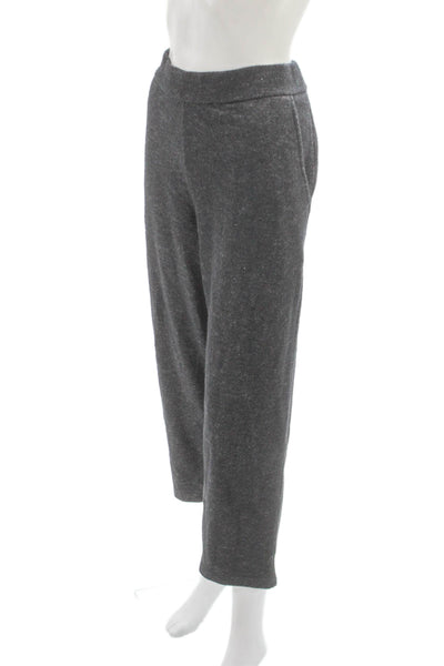 Eileen Fisher Women Gray Wool Flecked Cropped Pants Pull On Size L