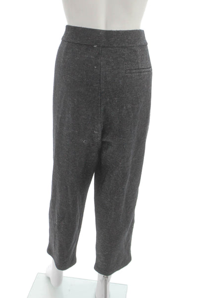 Eileen Fisher Women Gray Wool Flecked Cropped Pants Pull On Size L