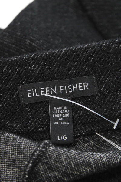 Eileen Fisher Women Gray Wool Flecked Cropped Pants Pull On Size L