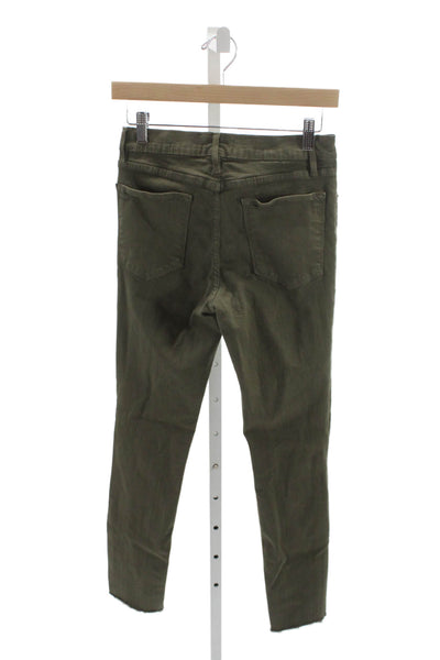 Frame Denim Womens Green Skinny High Rise Jeans Button Size 29