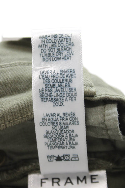 Frame Denim Womens Green Skinny High Rise Jeans Button Size 29