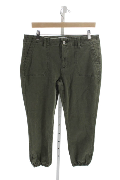 Paige Womens Jogger Pants Green Cotton Button Closure Size 31