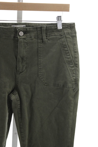 Paige Womens Jogger Pants Green Cotton Button Closure Size 31