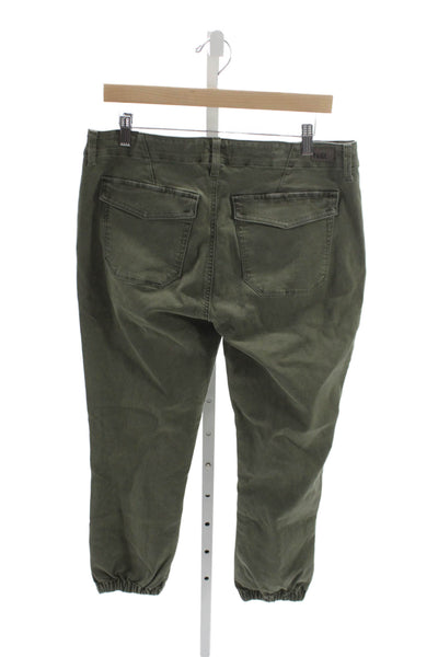 Paige Womens Jogger Pants Green Cotton Button Closure Size 31
