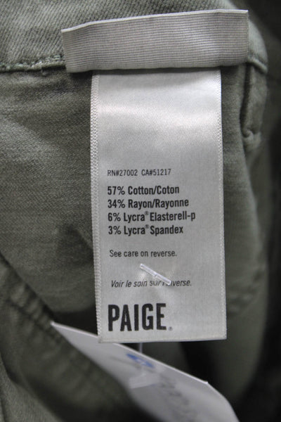 Paige Womens Jogger Pants Green Cotton Button Closure Size 31
