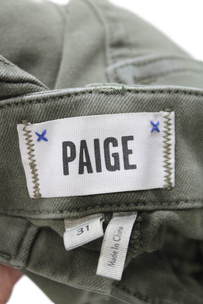 Paige Womens Jogger Pants Green Cotton Button Closure Size 31
