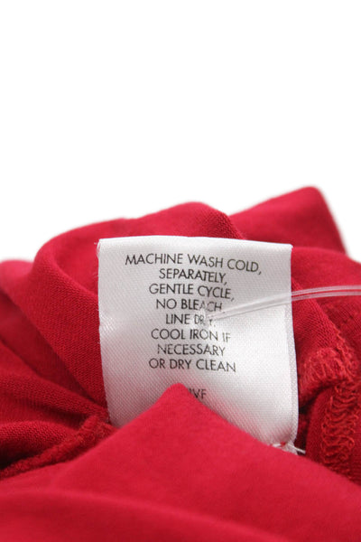 Eileen Fisher Women Red Scoop Neck Long Sleeve Basic T-Shirt Rayon Size PS