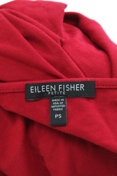 Eileen Fisher Women Red Scoop Neck Long Sleeve Basic T-Shirt Rayon Size PS