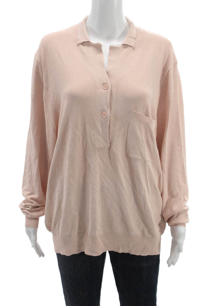 Equipment Femme Womens Pink Collared Long Sleeve Pullover Sweater Size XL