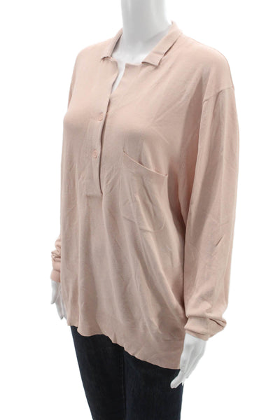 Equipment Femme Womens Pink Collared Long Sleeve Pullover Sweater Size XL
