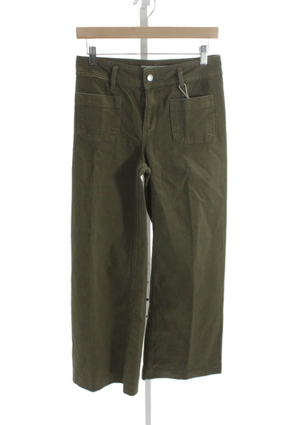 MNG Womens Green Cargo Pants Button 99% Cotton Inseam 30 Size 4