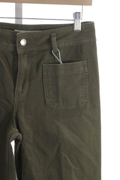 MNG Womens Green Cargo Pants Button 99% Cotton Inseam 30 Size 4