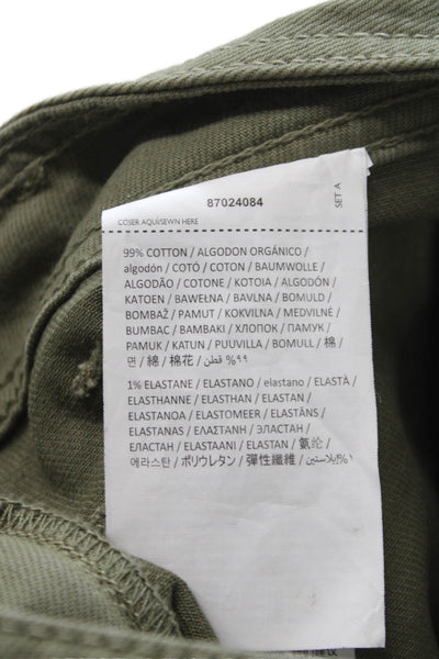 MNG Womens Green Cargo Pants Button 99% Cotton Inseam 30 Size 4