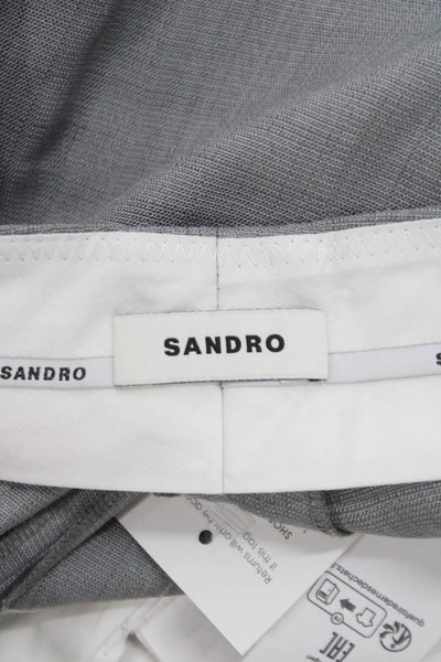 Sandro Women Dress Pants Gray Check Viscose Zip Inseam 34 Size 36