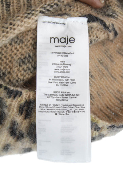 Maje Women Beige Boat Neck Pullover Sweater Long Sleeve Mohair Blend Size 1