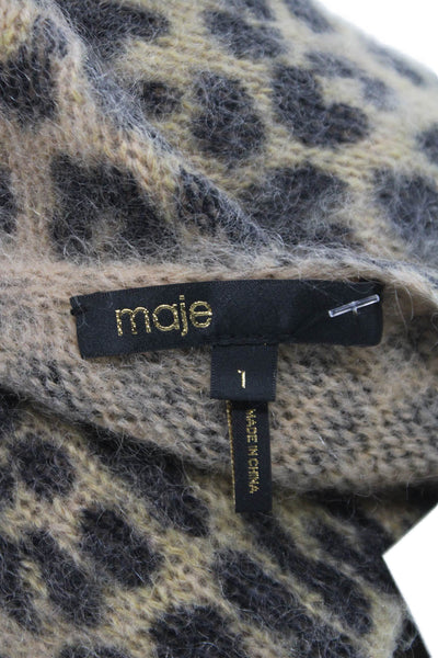 Maje Women Beige Boat Neck Pullover Sweater Long Sleeve Mohair Blend Size 1