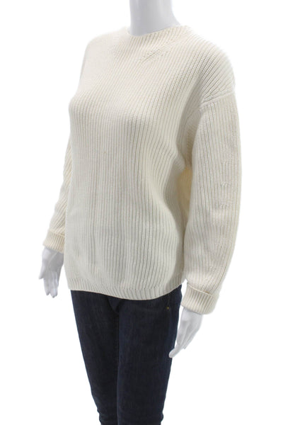 Brochu Walker Womens Pullover Sweater Ivory Mock Neck Long Sleeve Wool Size S