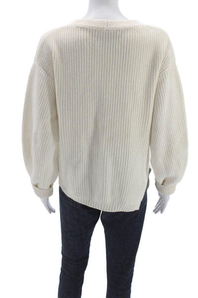 Brochu Walker Womens Pullover Sweater Ivory Mock Neck Long Sleeve Wool Size S