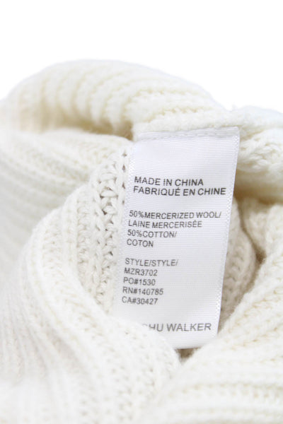 Brochu Walker Womens Pullover Sweater Ivory Mock Neck Long Sleeve Wool Size S