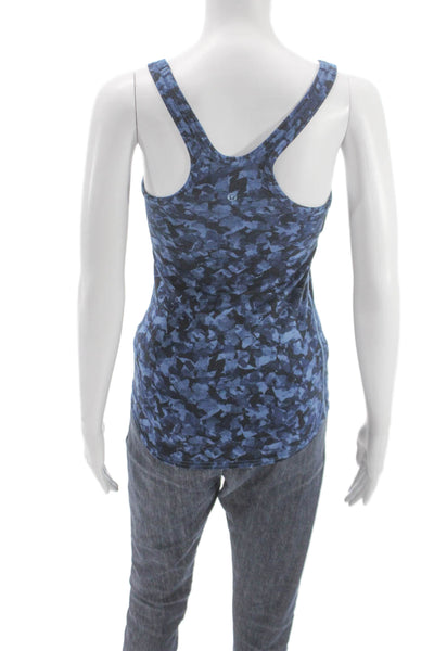 Lululemon Womens Printed Scoop Neck Sleeveless Active Tank Top Blue Size 2