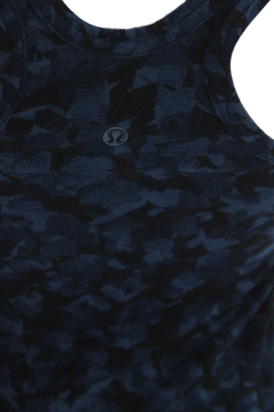 Lululemon Womens Printed Scoop Neck Sleeveless Active Tank Top Blue Size 2
