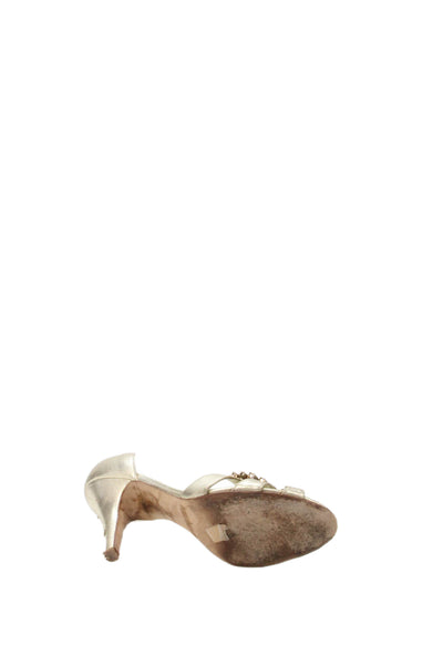Giuseppe Zanotti Design Womens Crystal Open Toe D'Orsay Shoes Gold Size 8