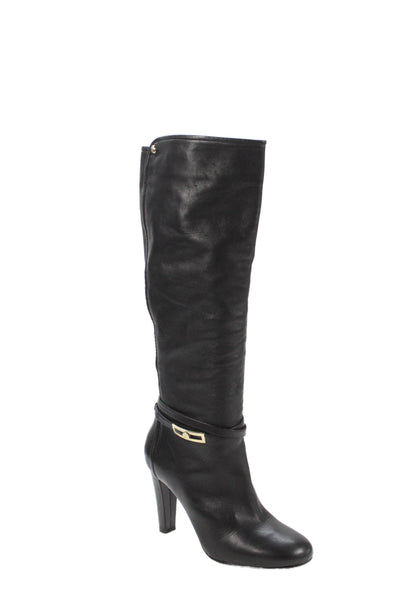 Vince Camuto Womens Leather Round Toe Knee High Boots Black Size 10M