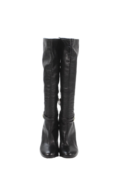 Vince Camuto Womens Leather Round Toe Knee High Boots Black Size 10M