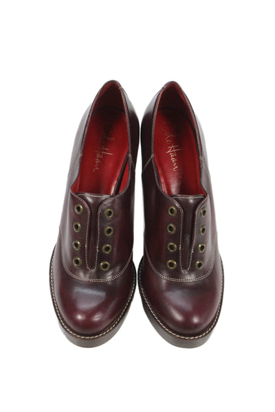 Cole Haan Womens Leather Platform Heels Burgundy Size 10B