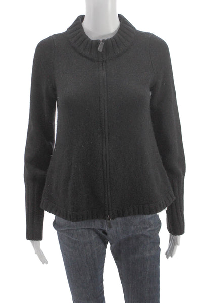 Vince Women Full Zip Sweater Black Alpaca Mock Neck Long Sleeve Size S