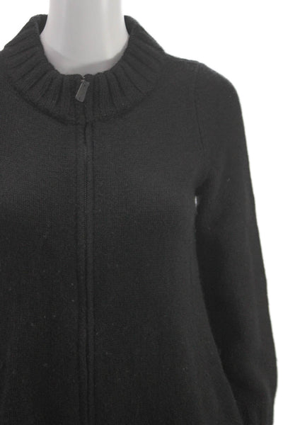 Vince Women Full Zip Sweater Black Alpaca Mock Neck Long Sleeve Size S