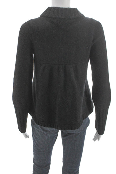 Vince Women Full Zip Sweater Black Alpaca Mock Neck Long Sleeve Size S