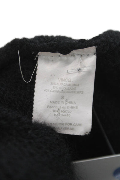 Vince Women Full Zip Sweater Black Alpaca Mock Neck Long Sleeve Size S