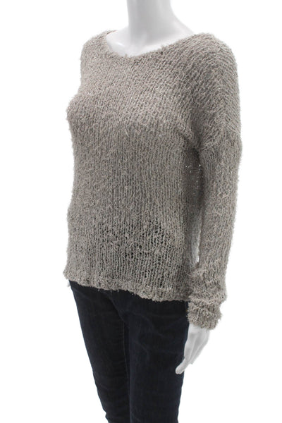Theory Women Pullover Sweater Boat Neck Beige Long Sleeve Size M