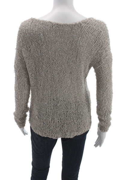 Theory Women Pullover Sweater Boat Neck Beige Long Sleeve Size M