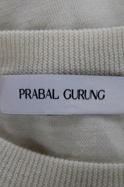 Prabal Gurung Womens Ivory Striped Cashmere Cardigan Long Sleeve Size S