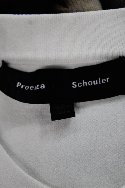 Proenza Schouler Women Cropped Long Sleeve Crew Neck T-Shirt White Size S