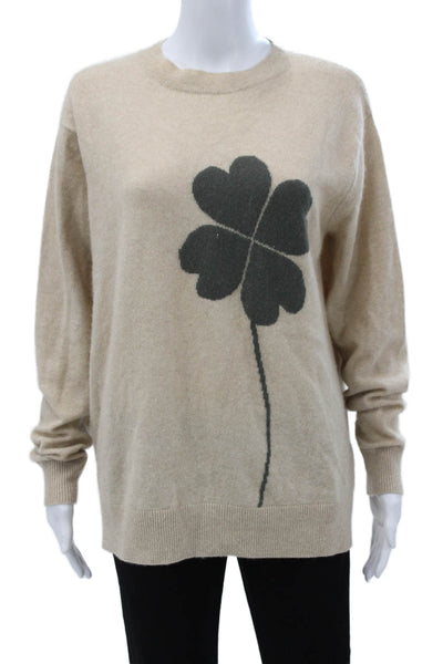 Leret Leret Women Beige Cashmere Pullover Crew Neck Long Sleeve Size S