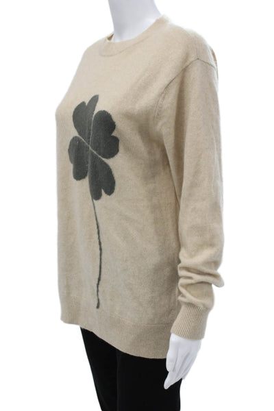 Leret Leret Women Beige Cashmere Pullover Crew Neck Long Sleeve Size S